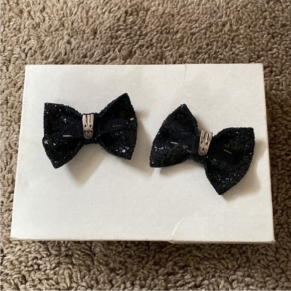 VTG 80’s Black Glitter Shoe Bow Bows - Picture 4 of 5